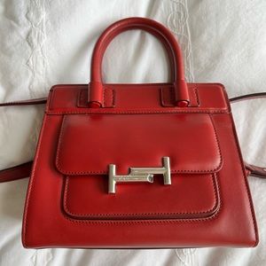 LNWOT Tods RED Double TT Purse with Handles and Shoulder Strap